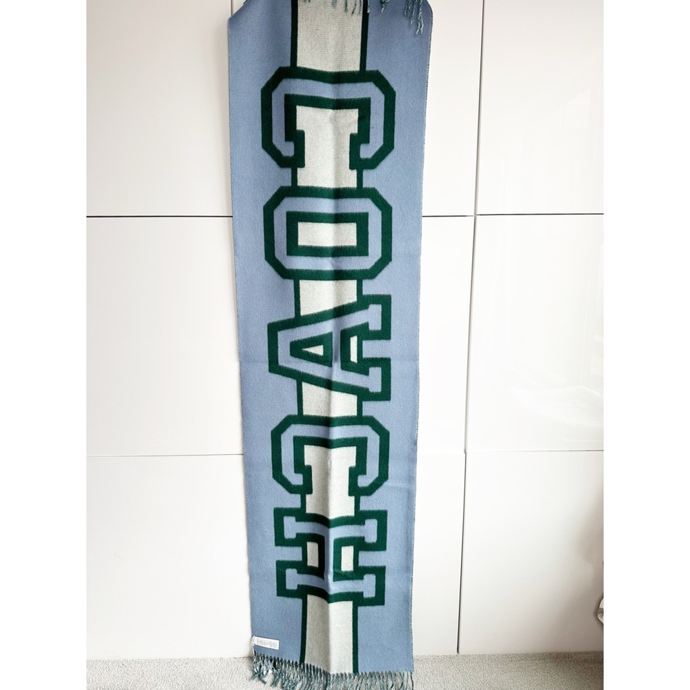 Coach Reversible Wool Scarf Oversized Colorblock Varsity Print Muffler Preppy - Picture 8 of 11
